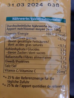 Alnatura Sauerkraut - Näringsfakta - de