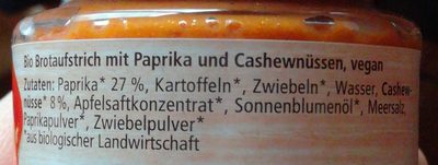 Paprika Cashew Aufstrich - Ingrédients