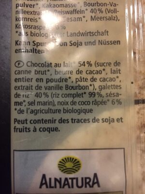 Galettes de Riz au Chocolat et Noix de Coco - Ingredients - fr