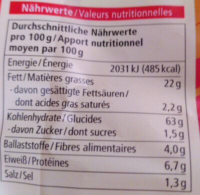 Chips de maïs paprika - Tableau nutritionnel - de