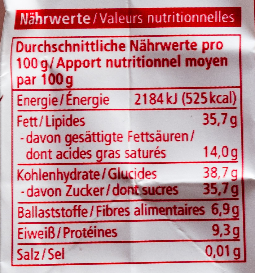 *Marzipan Taler Zartbitter 100G* - Nutrition facts - de