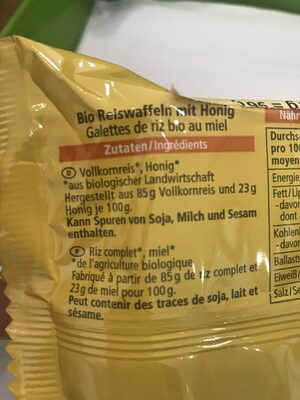 Honig Reiswaffel - Ingrédients