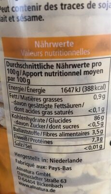 Maiswaffeln, Natur, Ohne Salz - Nutrition facts - de