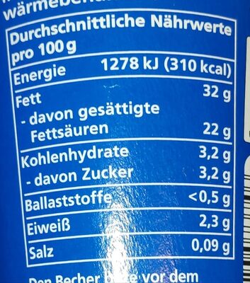 Sahne - Schlagsahne 32 % (Bio) - Nutrition facts - de