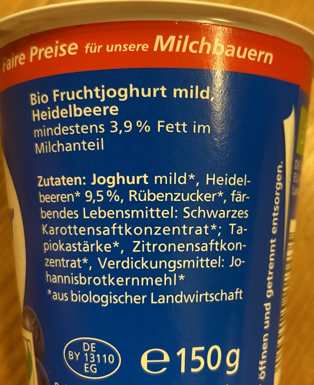 Heidelbeer Joghurt mild - Ingredientes - de