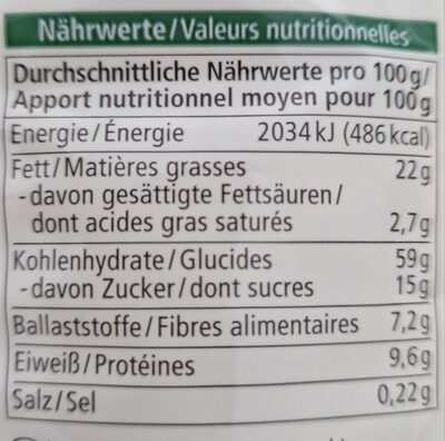 Nuss Hafer Crunchy - Nährwertangaben