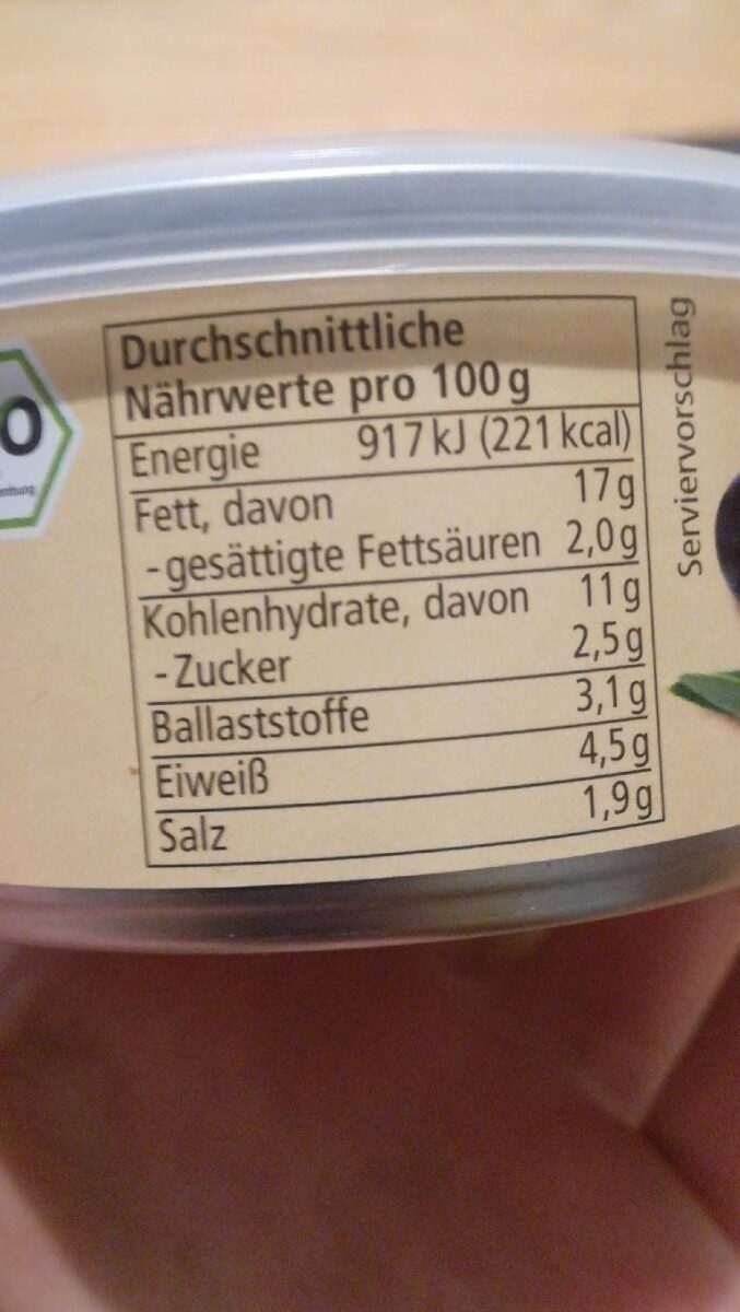 Vegane Pastete auf Hefe-Basis Olive - Nutrition facts - de