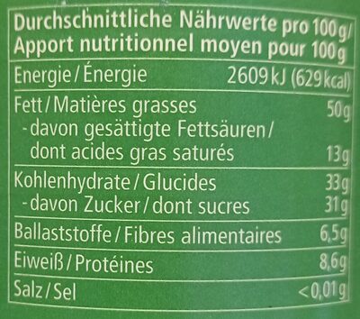 Haselnuss-Nougat-Creme - Nutrition facts - de