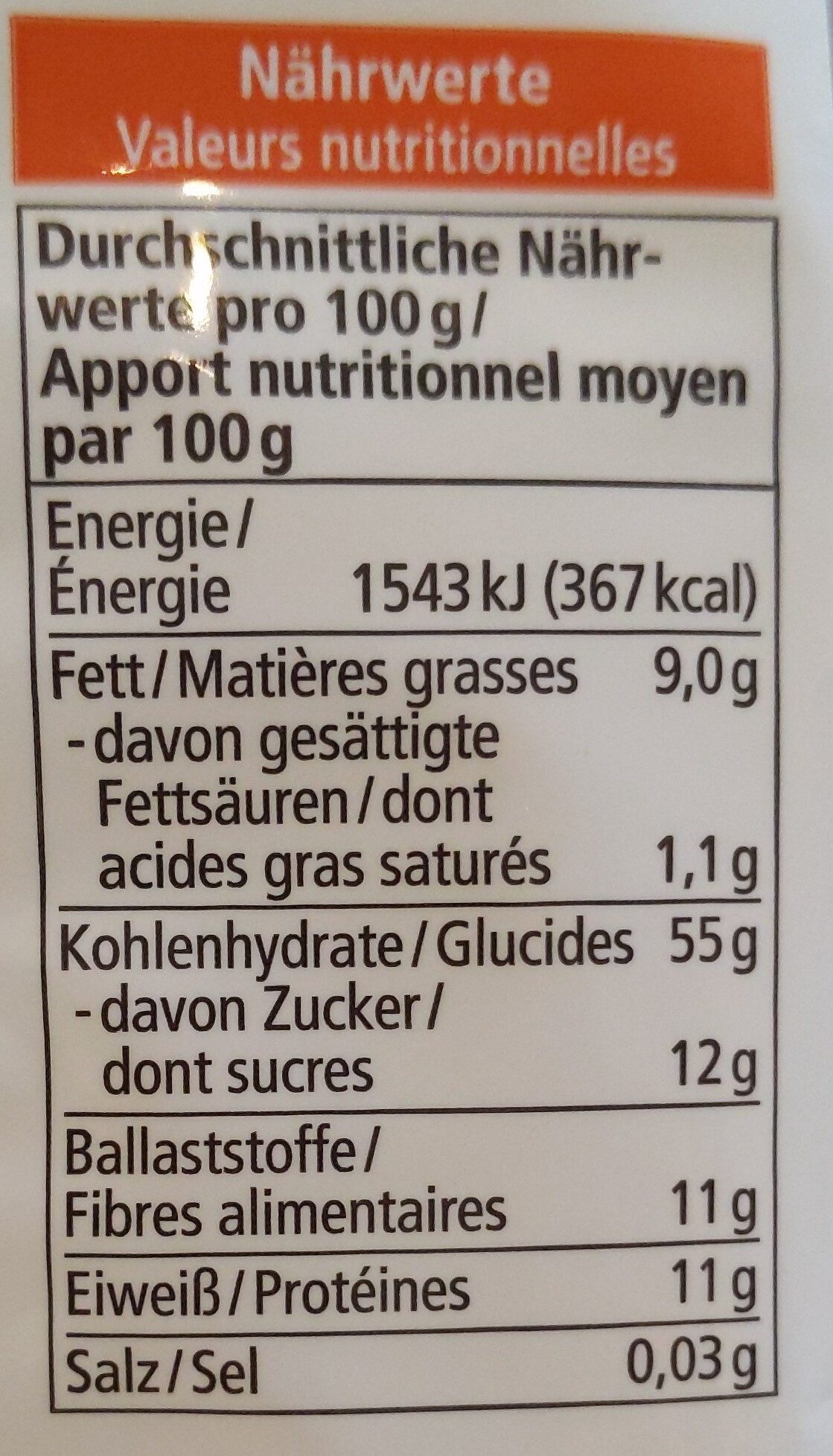 Maxi Müsli - Nutrition facts - de