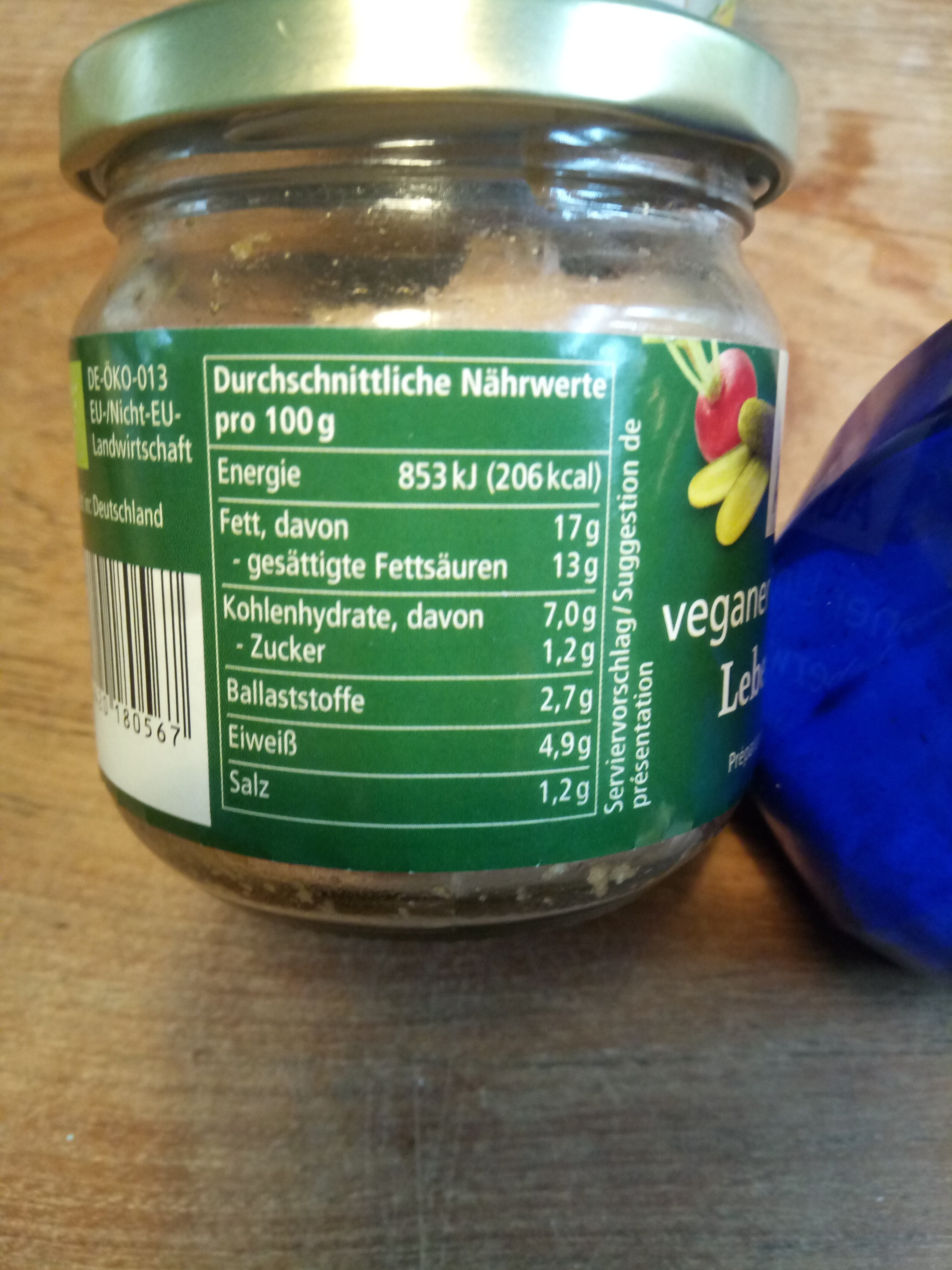 Linsenaufstrich - Vegane Leberwurst - Voedingswaarden - de