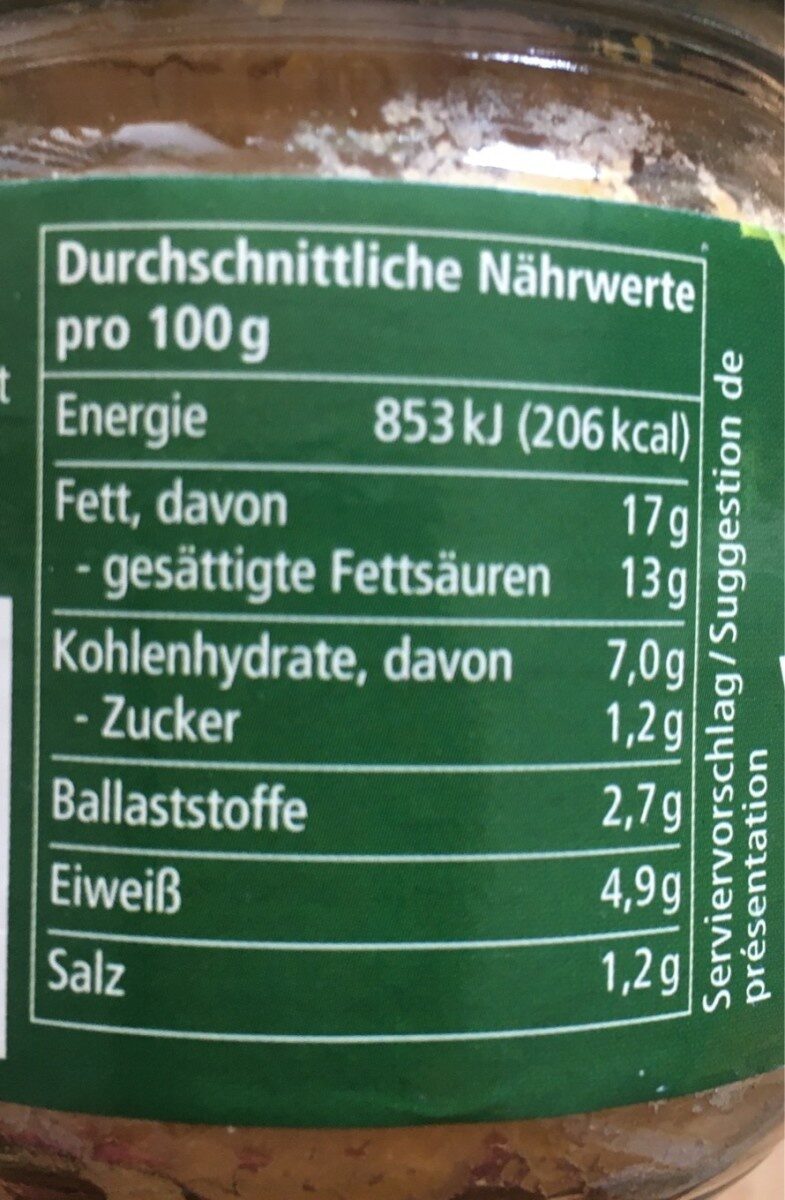 Linsenaufstrich - Vegane Leberwurst - Nutrition facts