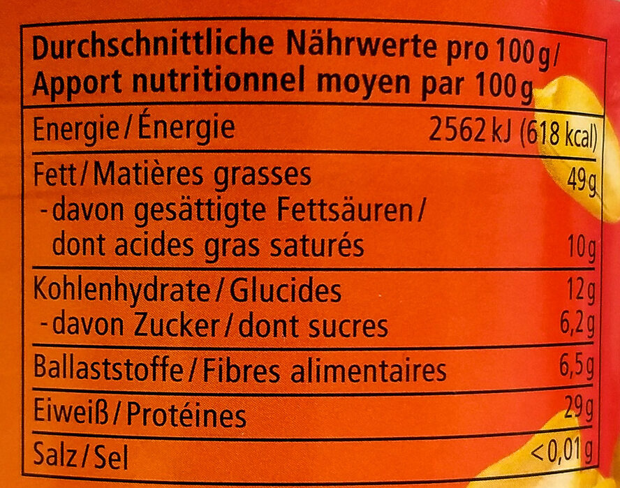 Erdnuss Mus - Valori nutrizionali - de