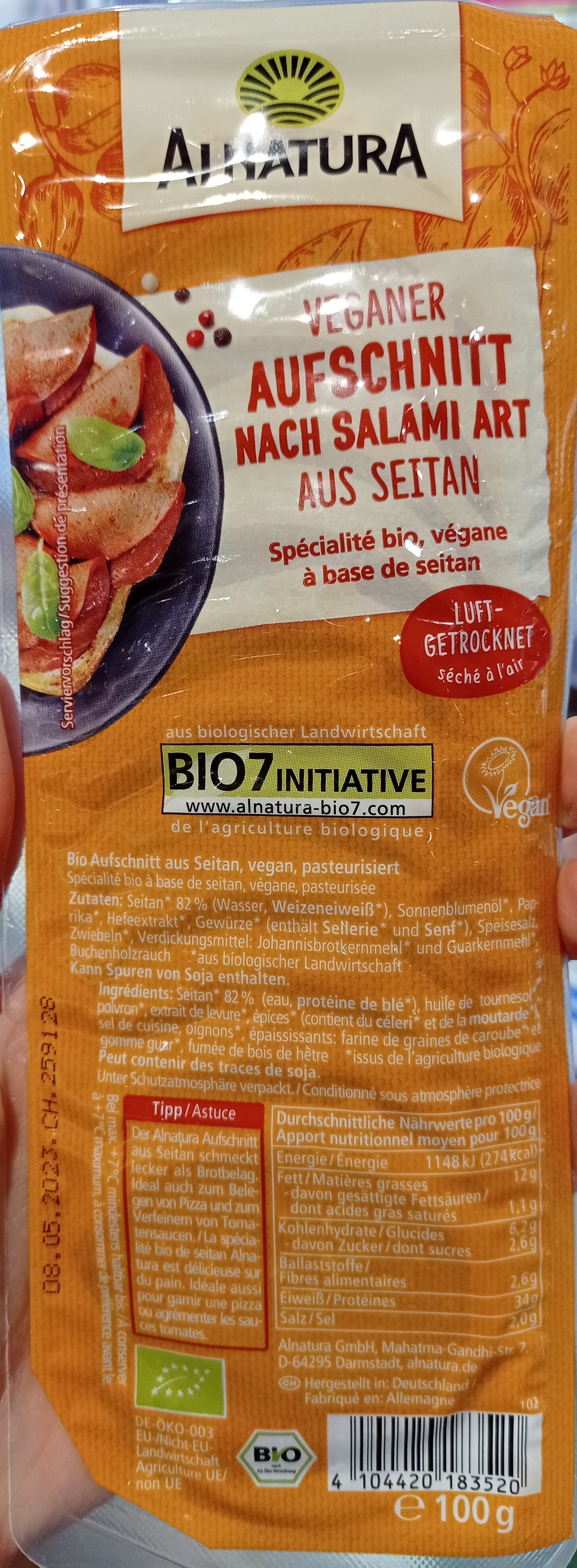 Veganer Aufschnitt nach salami art aus seitan - Produkt
