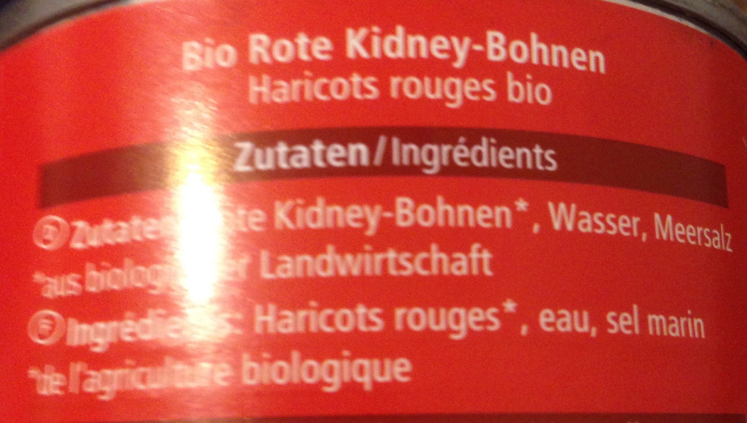 Kidney Bohnen - Ingredienser - fr
