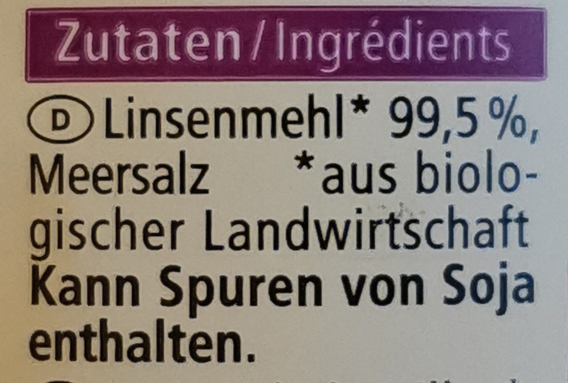 Linsenwaffeln - Ingredients - de