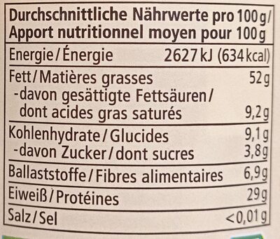 Erdnussmus crunchy - Nutrition facts - de