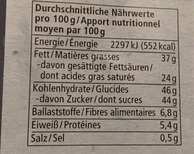 Alpensalz Schokolade - Nutrition facts - de