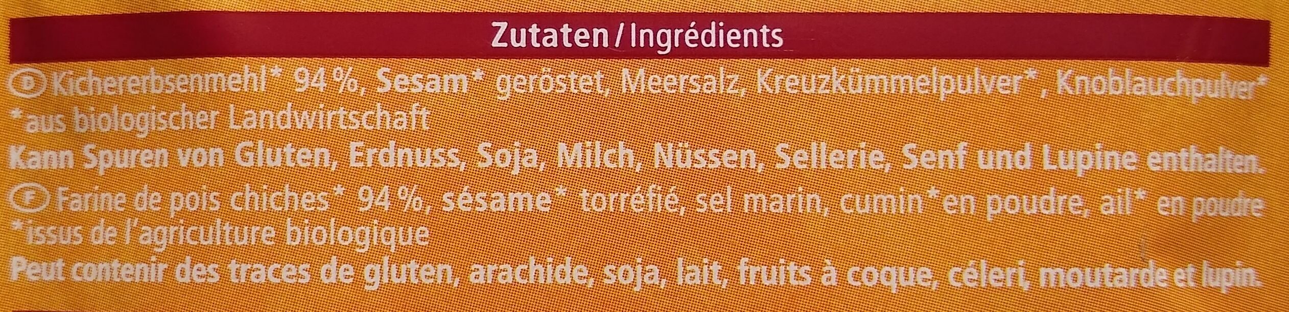 Hummus nature rapide - Ingrediënten - fr
