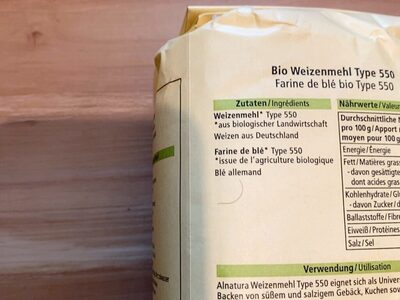 Weizenmehl 550 - Ingrédients - de