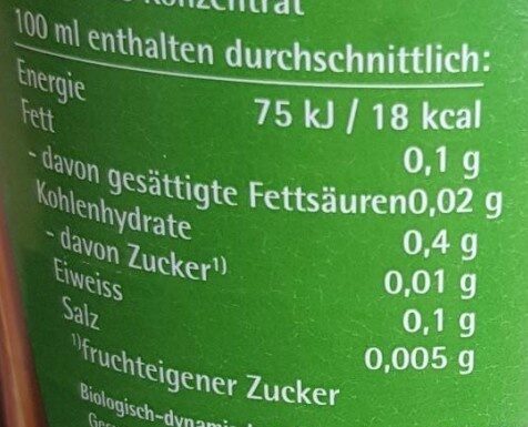 Essig Apfelessig, Naturtrüb, 0,75 LTR Flasche - Valori nutrizionali - de