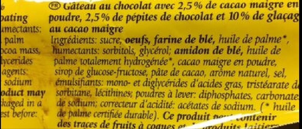 Schoko-Kuchen - Gâteau au Chocolat - Ingredients - fr