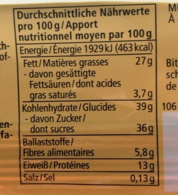 Mandel Honig Riegel - Valori nutrizionali - de