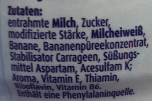 Müllermilch Die Leichte, Banane 0, 1% - Ingredients - de