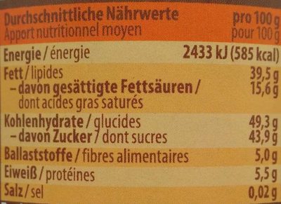 Alnavit Bio Nuss Nougat Creme, 200 g - Nährwertangaben