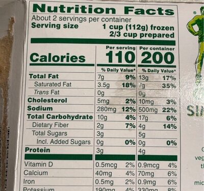 Simply Steam - Nutrition facts