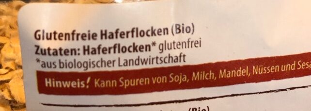 Bio Haferflocken - Ingredientes - de