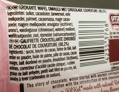 KITKAT aux fèves de cacao Ruby, 41,5g, unitaire - Ingrediënten - fr