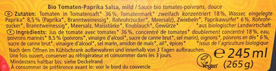Sauce salsa douce bio - Zutaten
