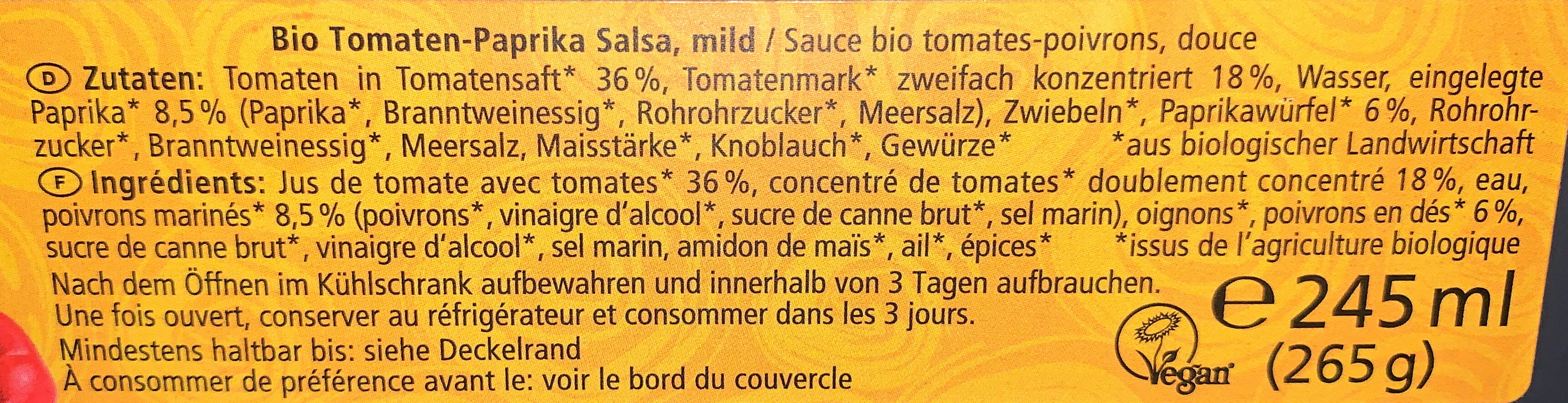 Salsa Dip Mild - Ingrédients - de