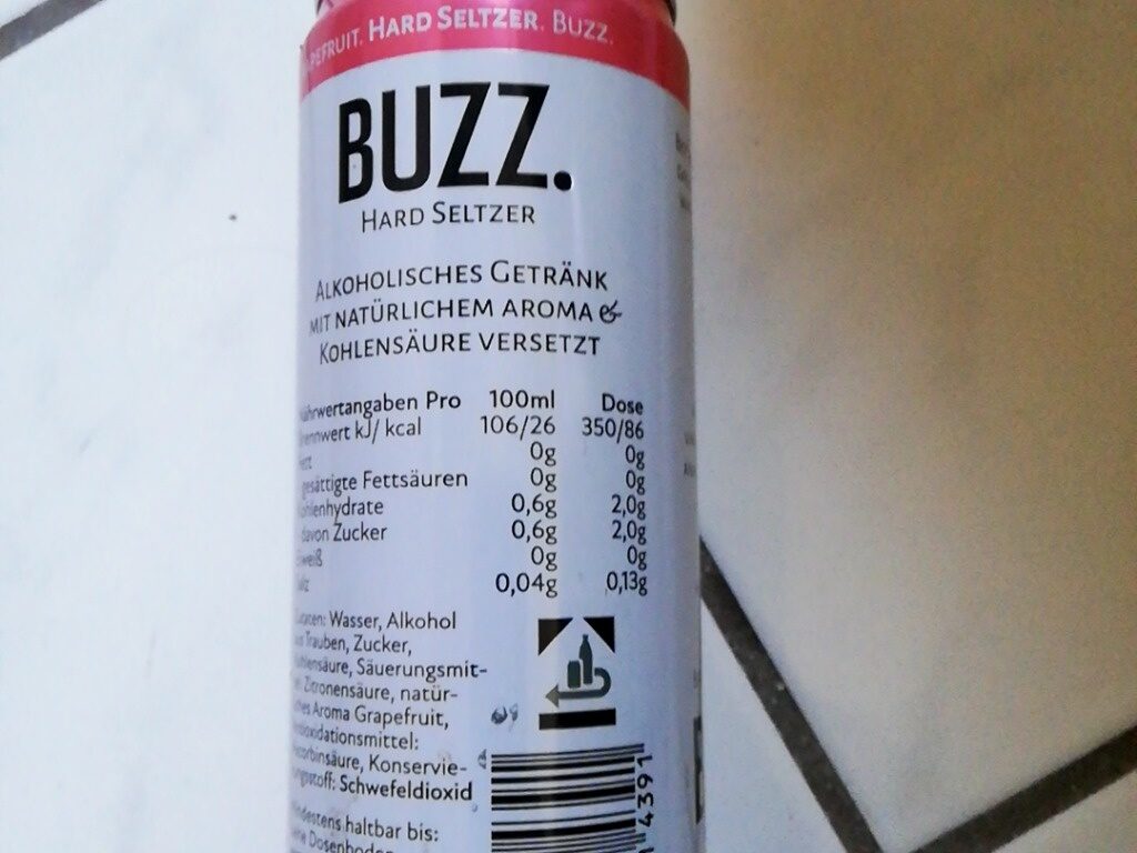 Buzz hard seltzer grapefruit - Nährwertangaben