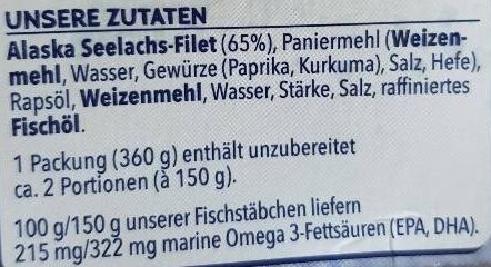 TK Fischstäbchen Omega 3 - Zutaten