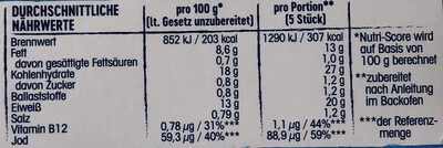 Fischstäbchen - Tableau nutritionnel - de
