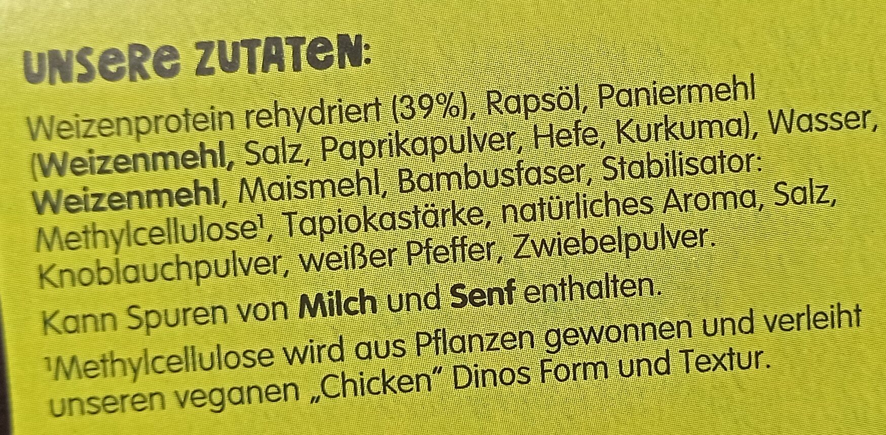 Vegane „Chicken“ Dinos - Zutaten