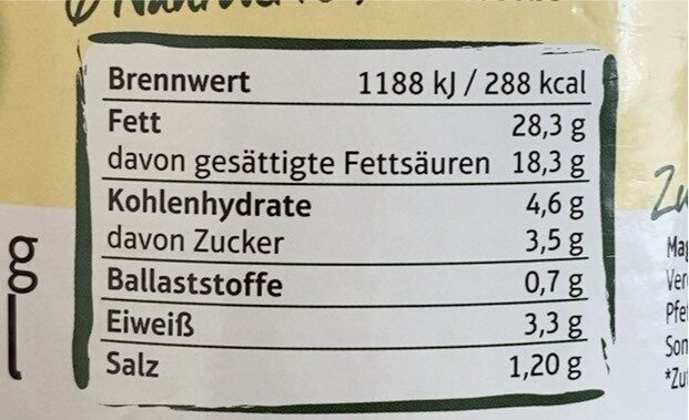 Gefro Bio Sauce Hollandaise - Nährwertangaben