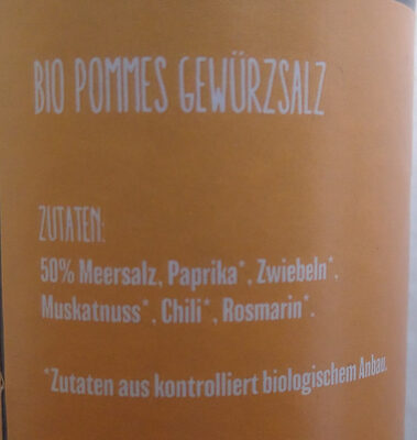 Bio Pommes Gewürzsalz - Ingredients - de