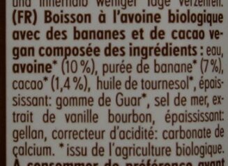 Chocolat Banane Nilk2Go - Ingredientes - fr