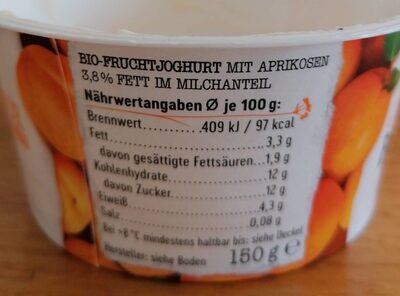 Joghurt Pur Bio Aprikose - Nährwertangaben