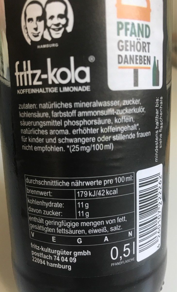 fritz-kola - Tableau nutritionnel