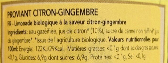Limonade gingembre - Voedingswaarden - fr