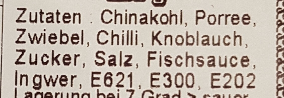 Kimchi - Ingredients - de