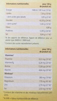 Alcamatin - Nutrition facts - fr
