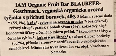Ovocná tyčinka s příchutí borůvek - Ingredients - cs