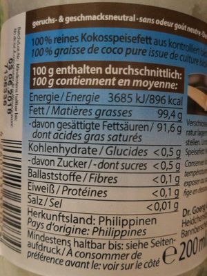 Aceite de coco - Ingrédients