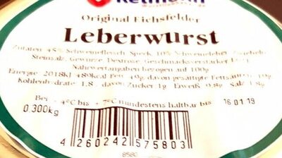 Eichsfelder Leberwurst - Nährwertangaben