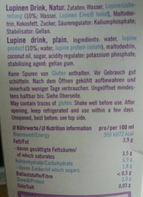Lupinen Drink, Natur - Nutrition facts