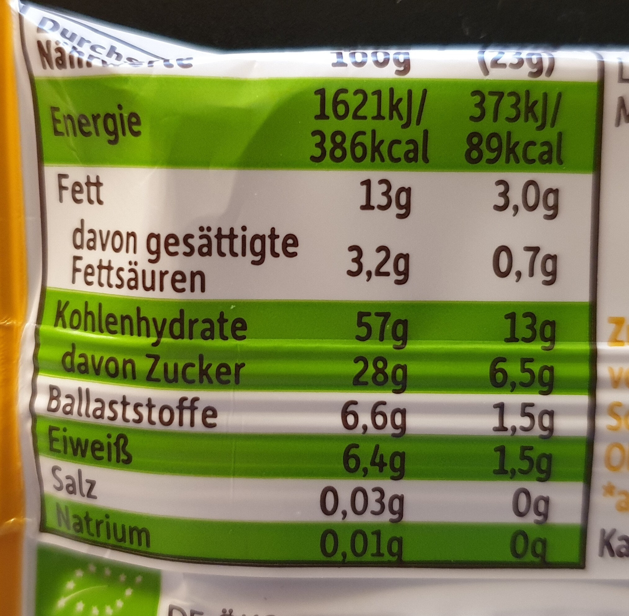 Freche Freunde Mango & Kokos Riegel - Tableau nutritionnel - de